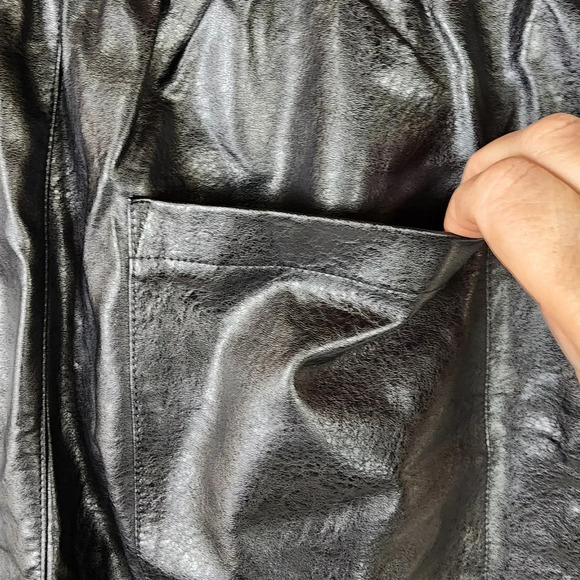 Oak + Fort Vegan Leather Cropped Pants Taper Leg High Waist Black Size Medium - Picture 10 of 12